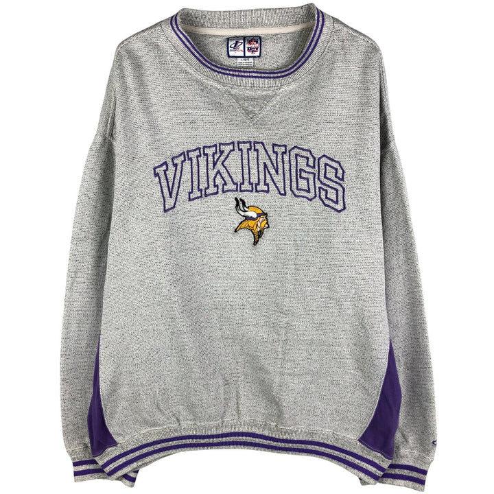 LOGO ATHLETIC NFL MINNESOTA VIKINGS Logo Sweatshirt, Men's Size L cotton gray type Vintage Second Hand