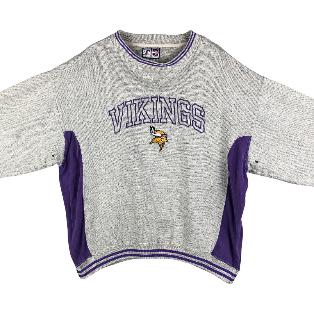 LOGO ATHLETIC NFL MINNESOTA VIKINGS Logo Sweatshirt, Men's Size L cotton gray type Vintage Second Hand