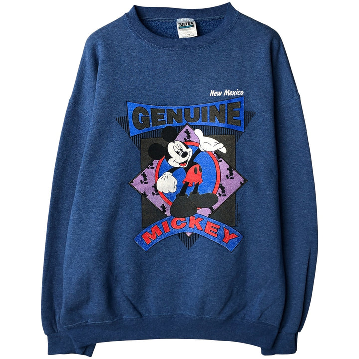 90'S Taltex MICKEY MOUSE Mickey Mouse character sweatshirt, Made in USA, Men's size L cotton blue type Vintage Second Hand