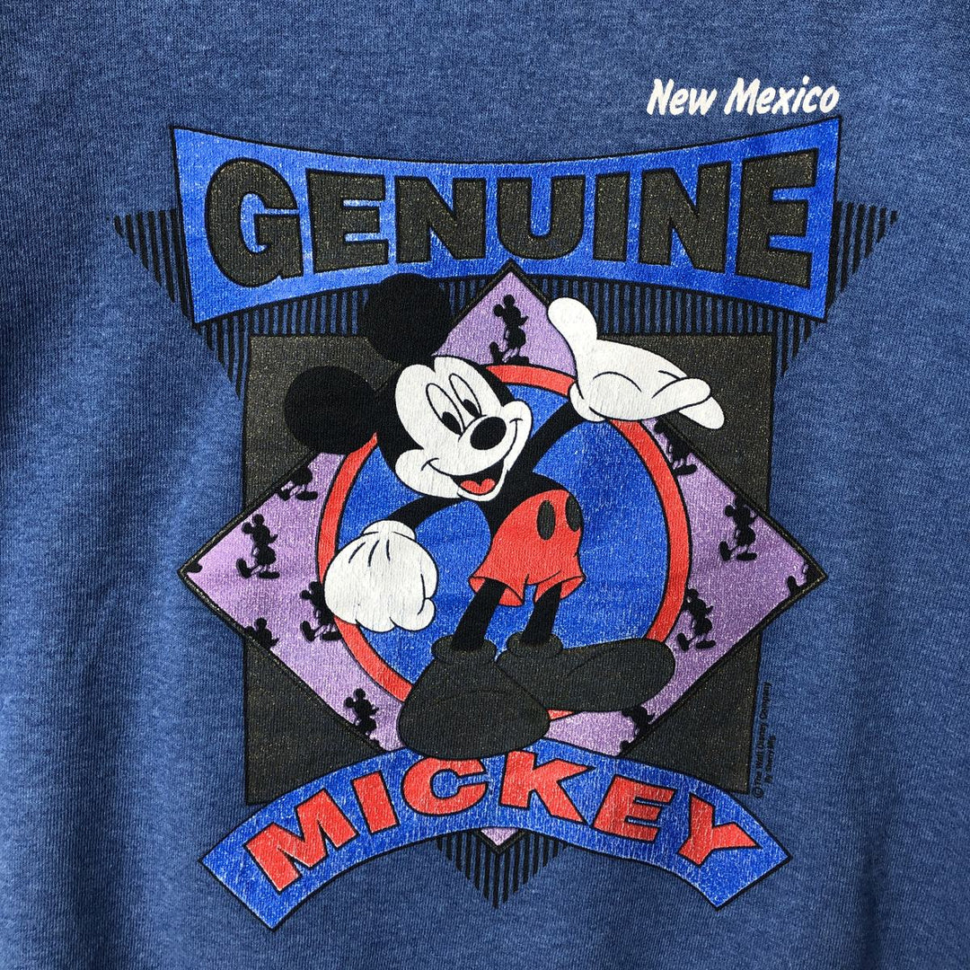 90'S Taltex MICKEY MOUSE Mickey Mouse character sweatshirt, Made in USA, Men's size L cotton blue type Vintage Second Hand