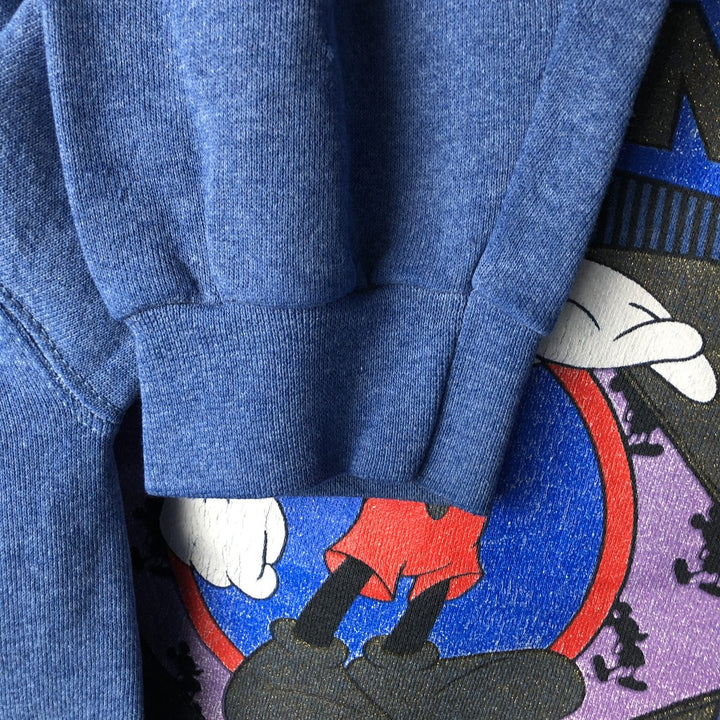 90'S Taltex MICKEY MOUSE Mickey Mouse character sweatshirt, Made in USA, Men's size L cotton blue type Vintage Second Hand