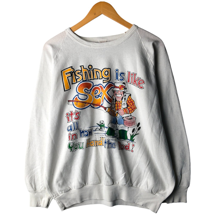 Vintage 90'S printed sweatshirt, men's size XL cotton white type Vintage Second Hand