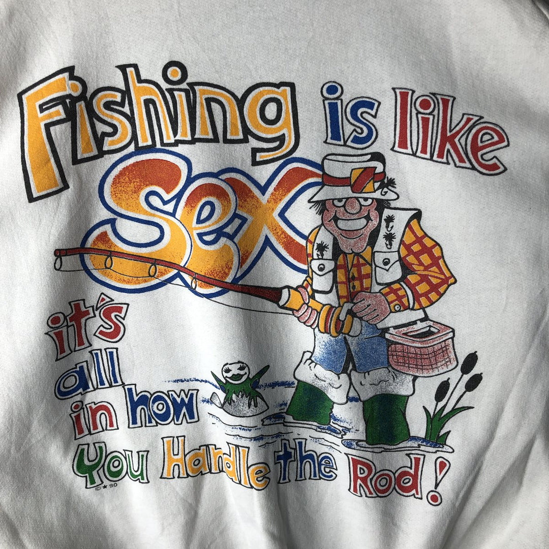 Vintage 90'S printed sweatshirt, men's size XL cotton white type Vintage Second Hand