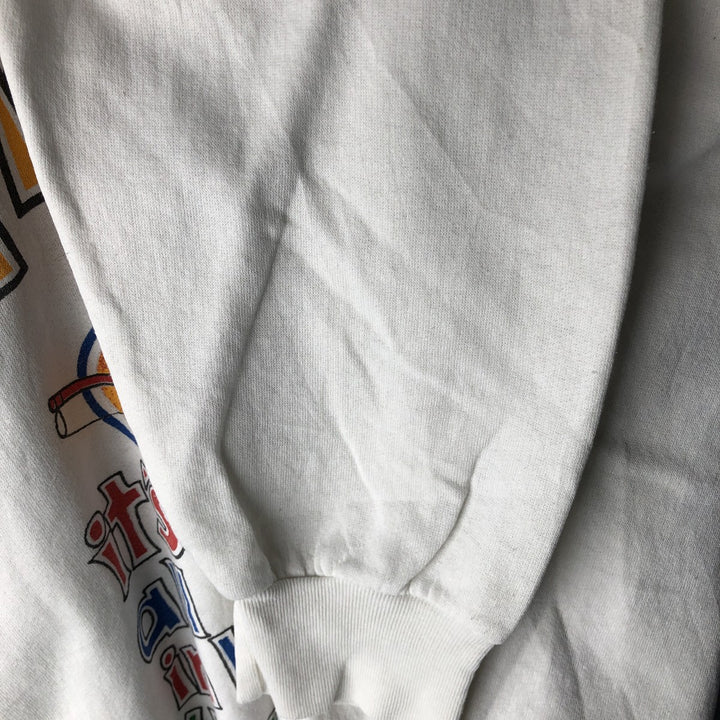 Vintage 90'S printed sweatshirt, men's size XL cotton white type Vintage Second Hand
