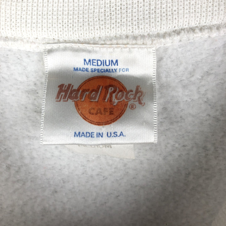 Vintage 90'S Hard Rock Cafe Advertising Sweatshirt, Made in USA, Men's Size Medium polyester white type Vintage Second Hand