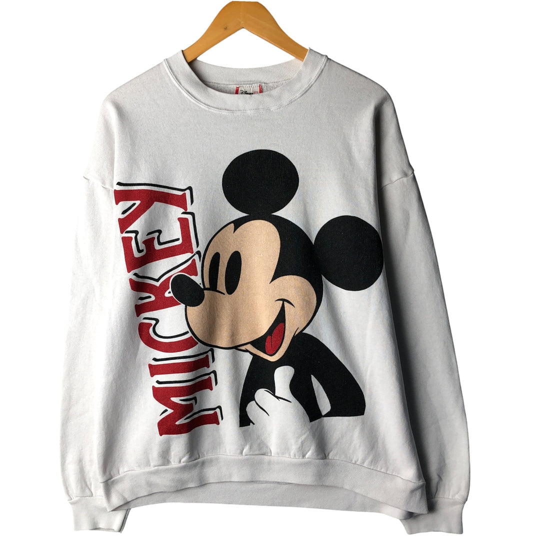 90'S Disney Mickey Mouse character sweatshirt, Made in USA, Men's XL polyester white type Vintage Second Hand