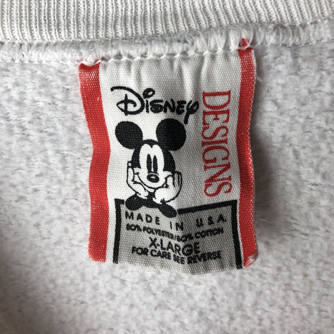 90'S Disney Mickey Mouse character sweatshirt, Made in USA, Men's XL polyester white type Vintage Second Hand