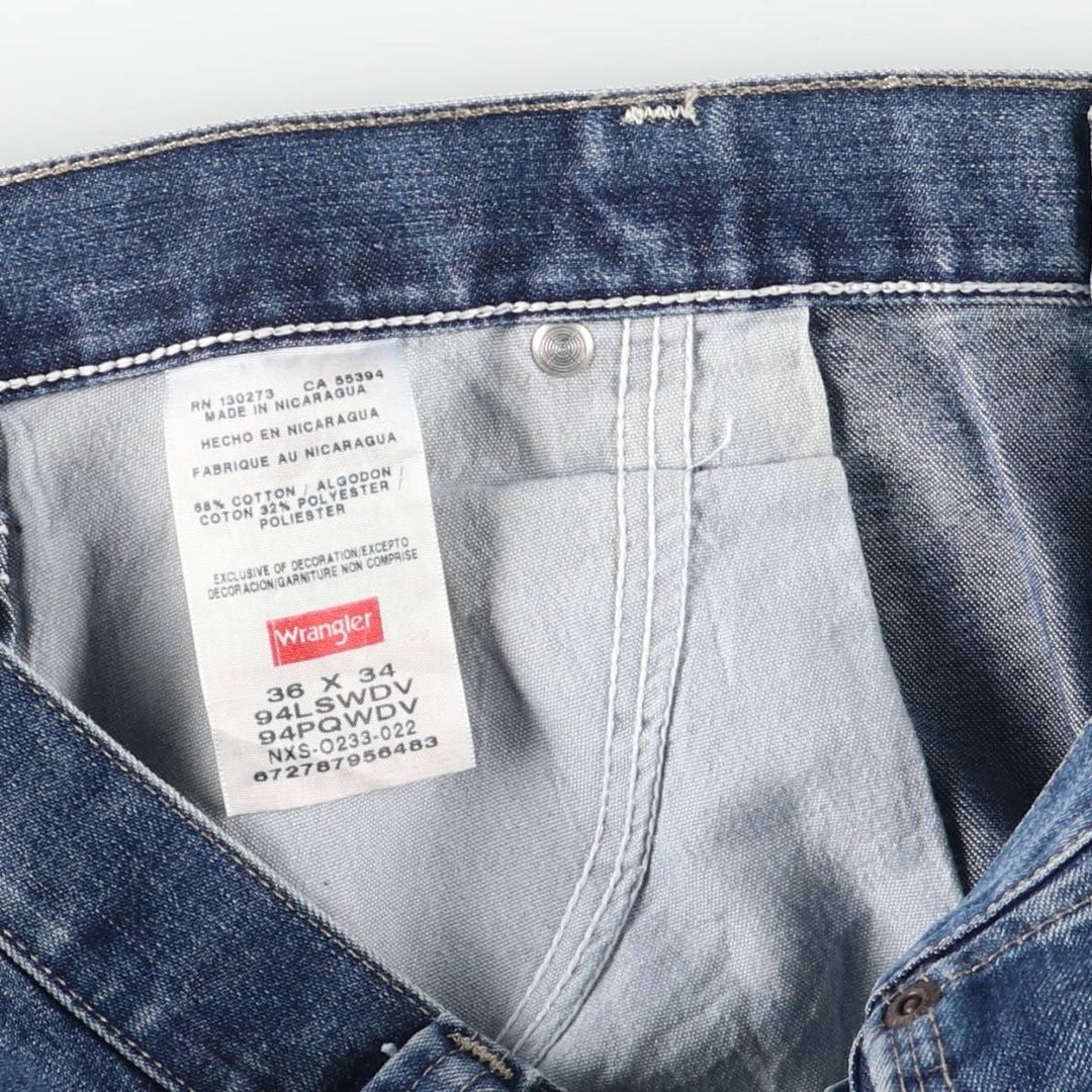 00'S Wrangler CARPENTER denim painter pants for men, equivalent to w37 cotton blue type Vintage Second Hand