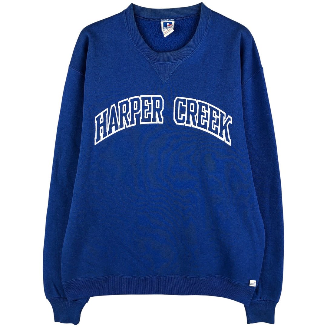 90'S Russell College Sweatshirt, Made in USA, Men's L, Vintage cotton blue type Vintage Second Hand