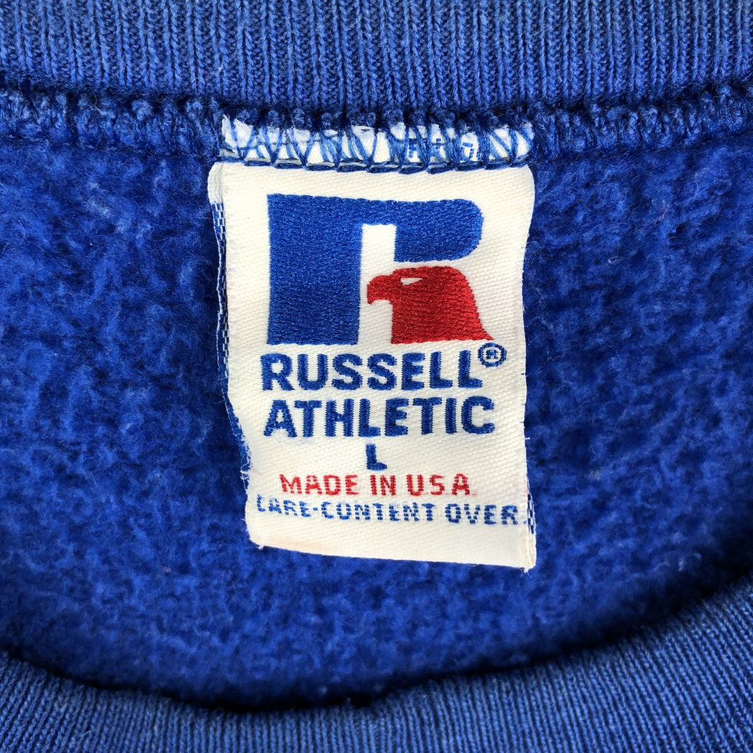 90'S Russell College Sweatshirt, Made in USA, Men's L, Vintage cotton blue type Vintage Second Hand