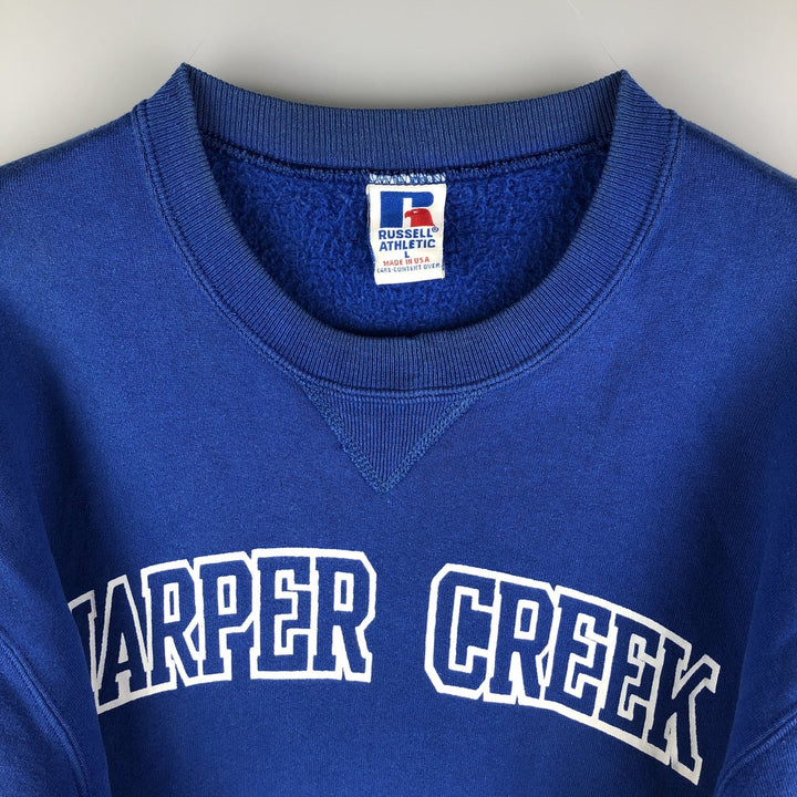 90'S Russell College Sweatshirt, Made in USA, Men's L, Vintage cotton blue type Vintage Second Hand