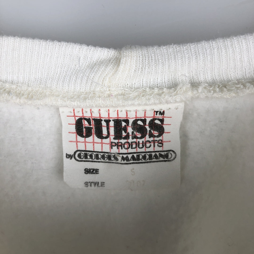 Vintage 1990'S Guess Teddy Bear Pattern Logo Sweatshirt, Made in USA, Men's Size Small unclear white type Vintage Second Hand