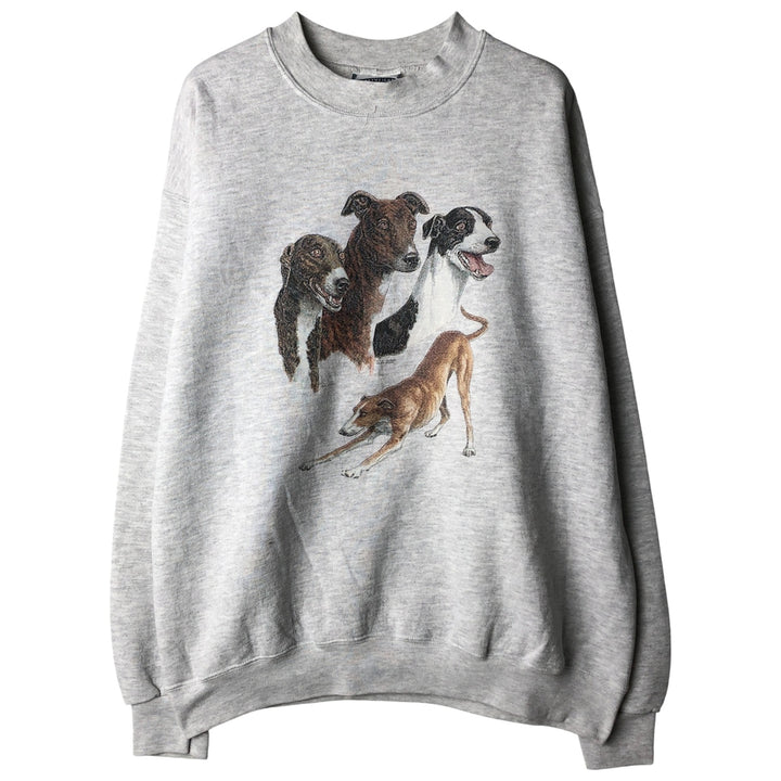 90s-00'S Lee Grey Hound Animal Sweatshirt, Men's Size L cotton gray type Vintage Second Hand