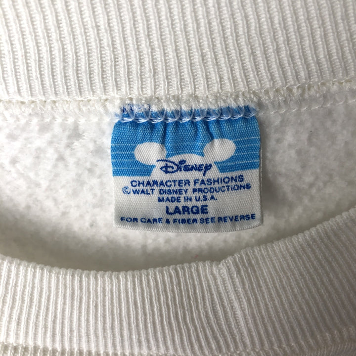 1980'S Disney Mickey Mouse Flag Pattern Character Sweatshirt, Made in USA, Men's Size L cotton white type Vintage Second Hand