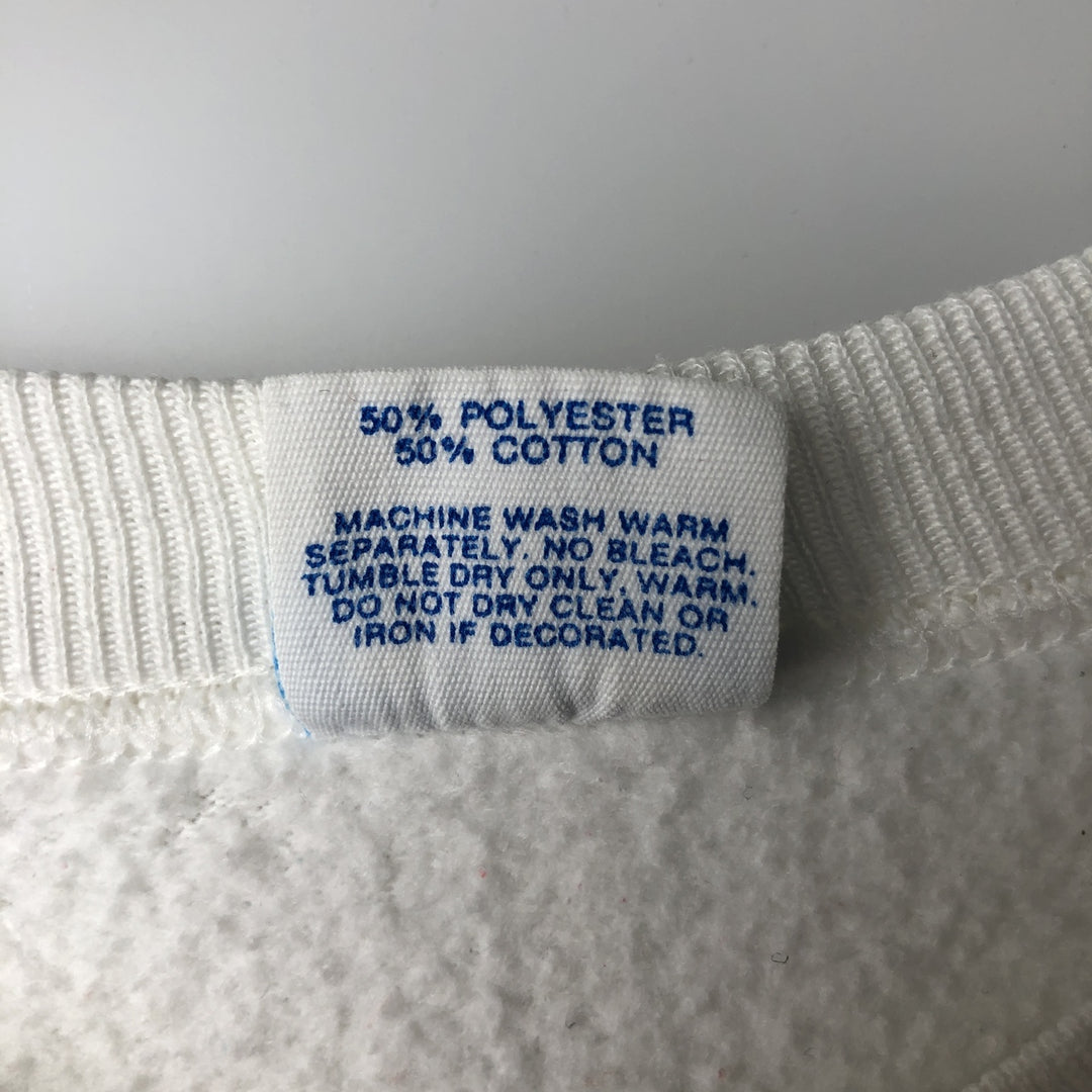 1980'S Disney Mickey Mouse Flag Pattern Character Sweatshirt, Made in USA, Men's Size L cotton white type Vintage Second Hand
