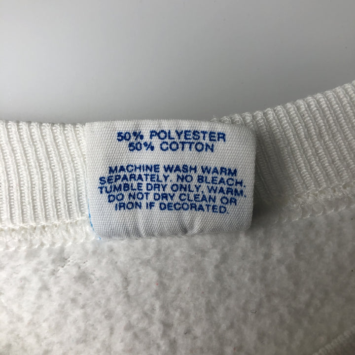1980'S Disney Mickey Mouse Flag Pattern Character Sweatshirt, Made in USA, Men's Size L cotton white type Vintage Second Hand