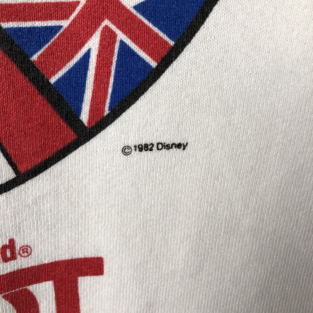 1980'S Disney Mickey Mouse Flag Pattern Character Sweatshirt, Made in USA, Men's Size L cotton white type Vintage Second Hand