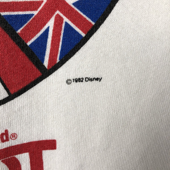 1980'S Disney Mickey Mouse Flag Pattern Character Sweatshirt, Made in USA, Men's Size L cotton white type Vintage Second Hand