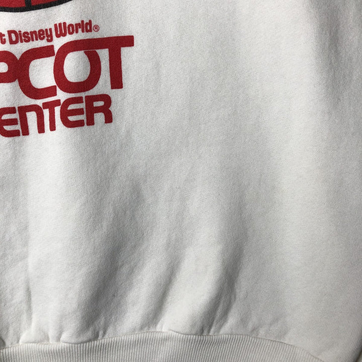 1980'S Disney Mickey Mouse Flag Pattern Character Sweatshirt, Made in USA, Men's Size L cotton white type Vintage Second Hand