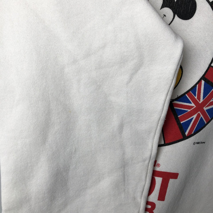 1980'S Disney Mickey Mouse Flag Pattern Character Sweatshirt, Made in USA, Men's Size L cotton white type Vintage Second Hand