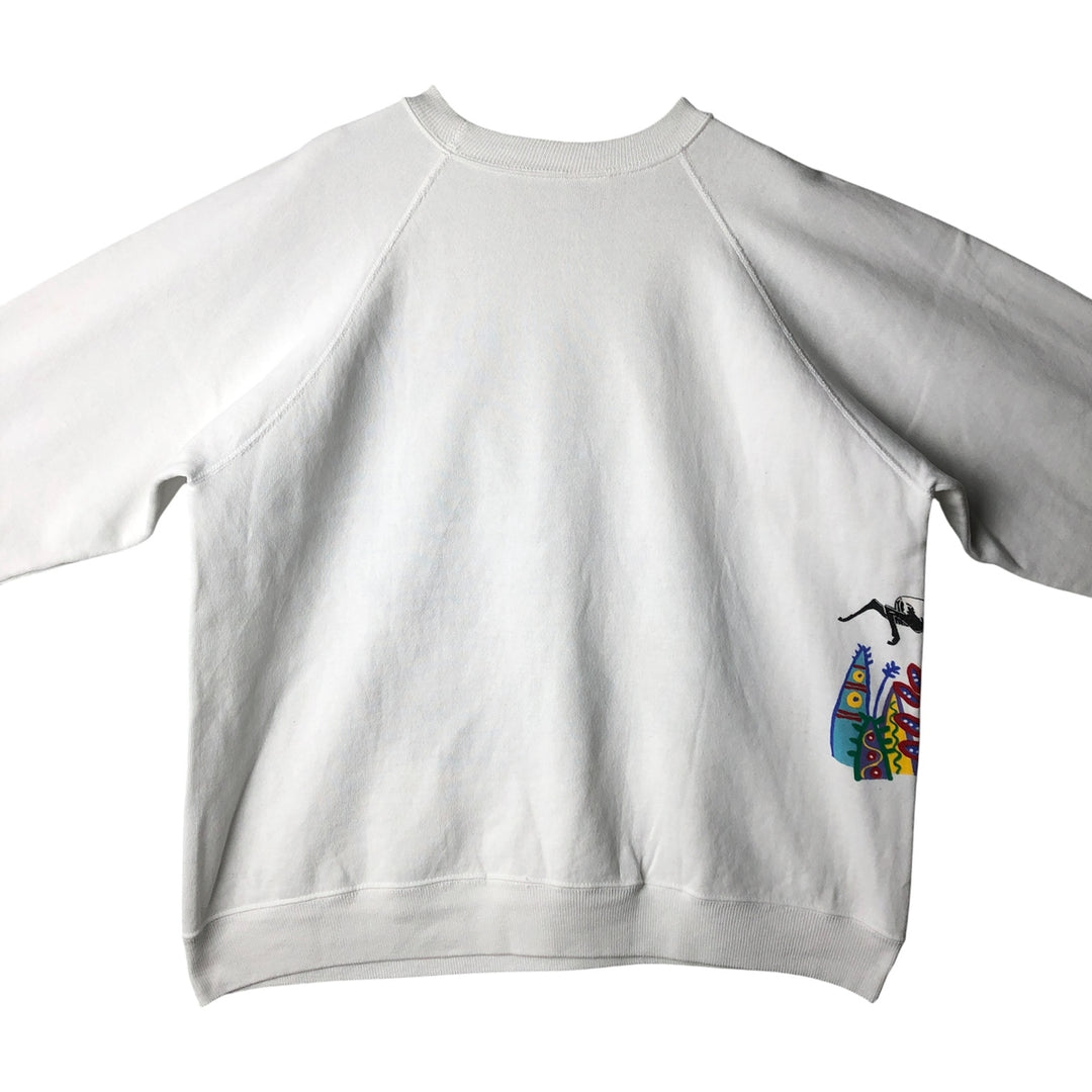 90'S Hanes ACTIVEWEAR Large Print Animal Sweatshirt, Made in USA, Men's Size XL cotton white type Vintage Second Hand