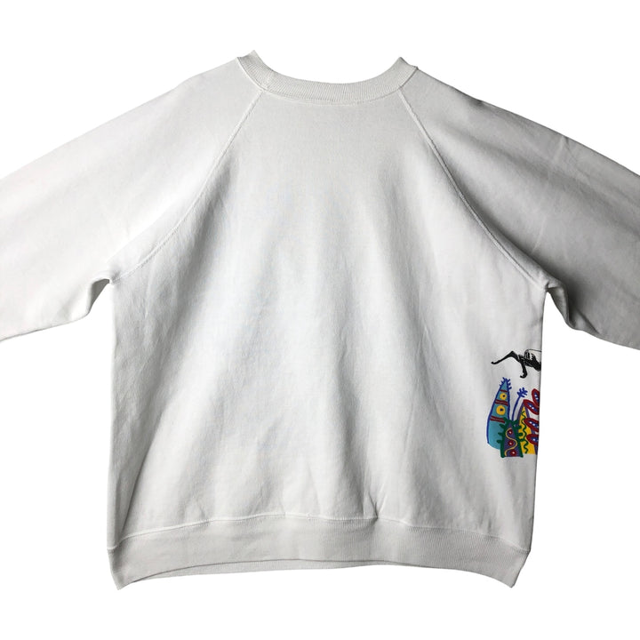 90'S Hanes ACTIVEWEAR Large Print Animal Sweatshirt, Made in USA, Men's Size XL cotton white type Vintage Second Hand