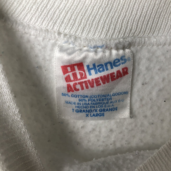 90'S Hanes ACTIVEWEAR Large Print Animal Sweatshirt, Made in USA, Men's Size XL cotton white type Vintage Second Hand