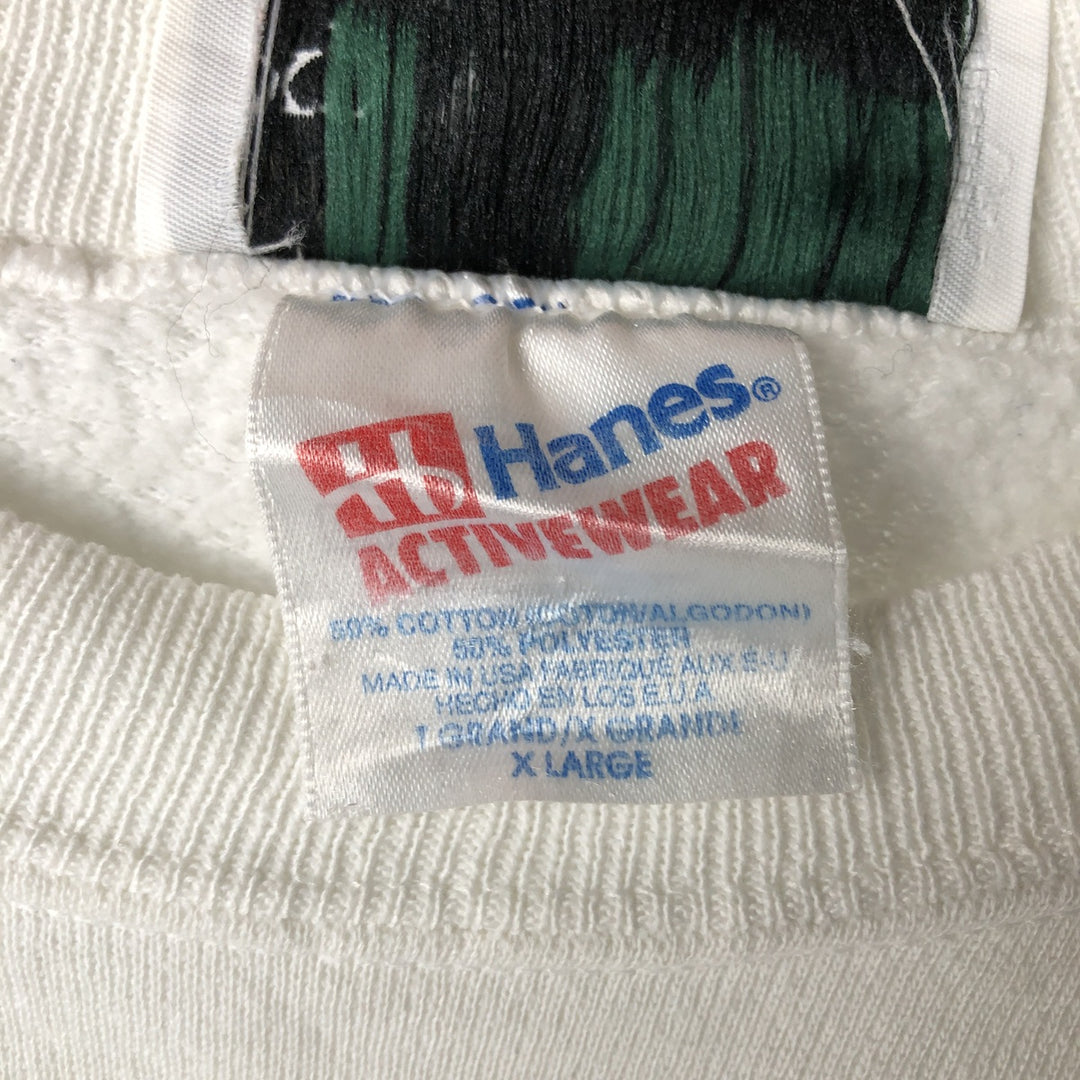Vintage 90'S Hanes Exploration Animal Print Sweatshirt, Made in USA, Men's XL cotton white type Vintage Second Hand
