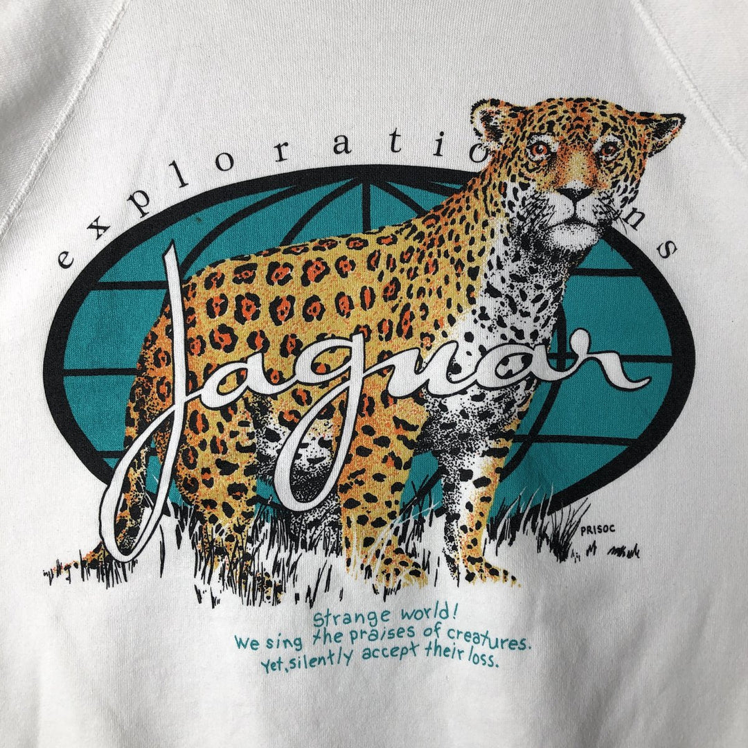 Vintage 90'S Hanes Exploration Animal Print Sweatshirt, Made in USA, Men's XL cotton white type Vintage Second Hand