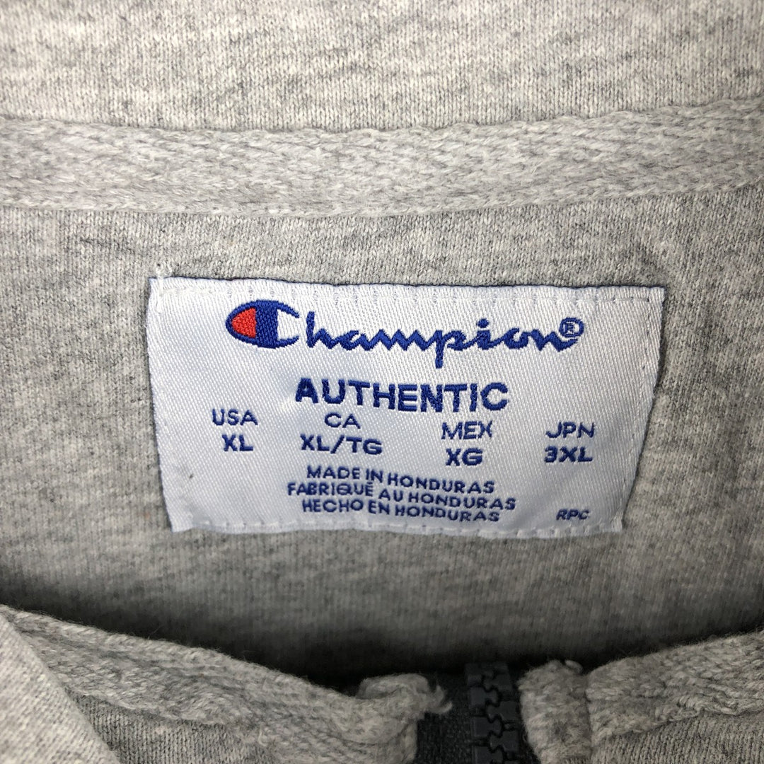Champion Authentic Half-Zip Sweatshirt, Men's XL cotton Charcoal Vintage Second Hand