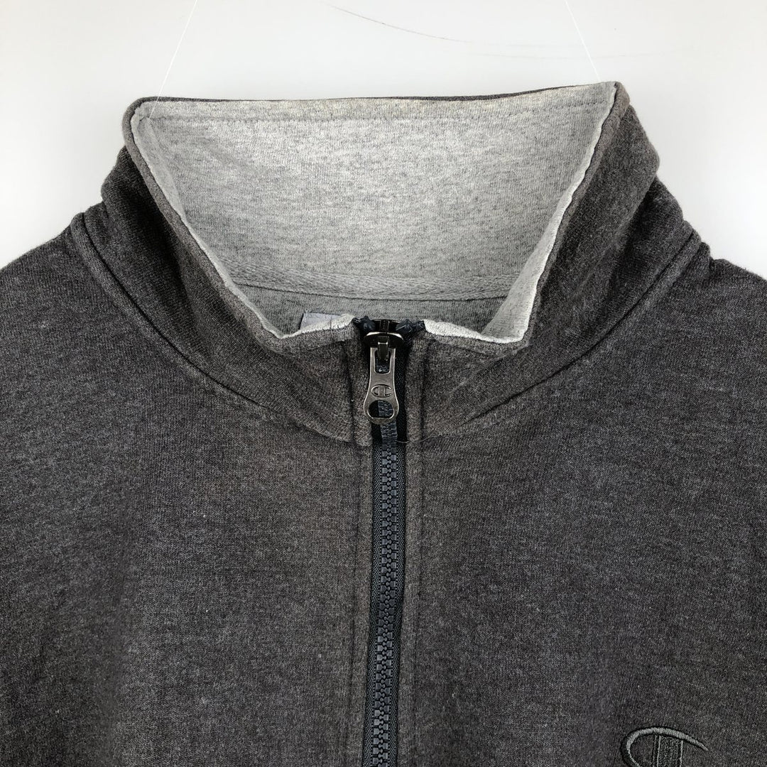 Champion Authentic Half-Zip Sweatshirt, Men's XL cotton Charcoal Vintage Second Hand