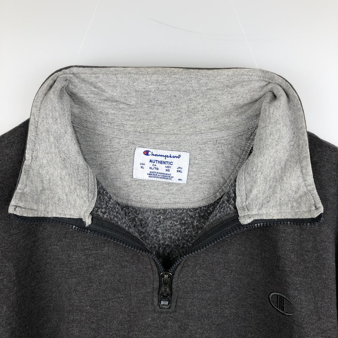 Champion Authentic Half-Zip Sweatshirt, Men's XL cotton Charcoal Vintage Second Hand