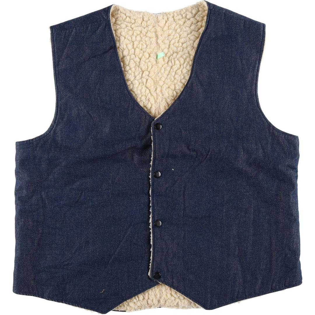 Denim boa vest, men's size L unclear blue type Vintage Second Hand