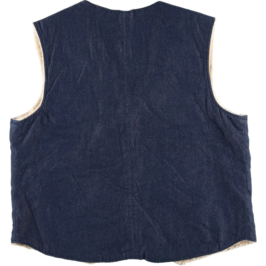 Denim boa vest, men's size L unclear blue type Vintage Second Hand