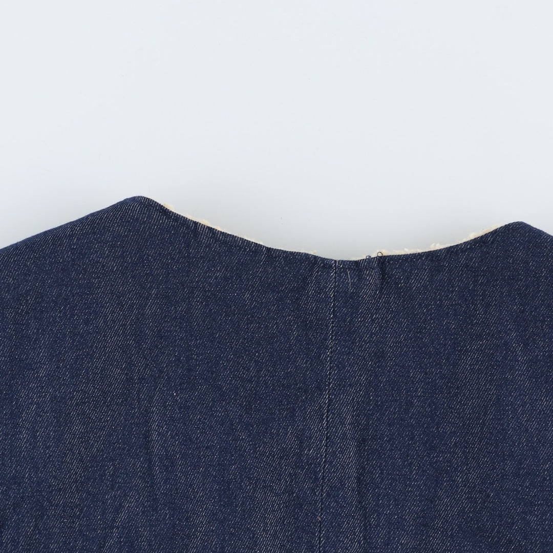Denim boa vest, men's size L unclear blue type Vintage Second Hand
