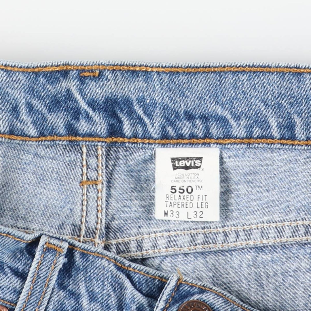 90'S Levi's 550-4891 Relaxed Fit Tapered Leg Denim Pants, Made in USA, Men's Size 32, Vintage cotton blue type Vintage Second Hand