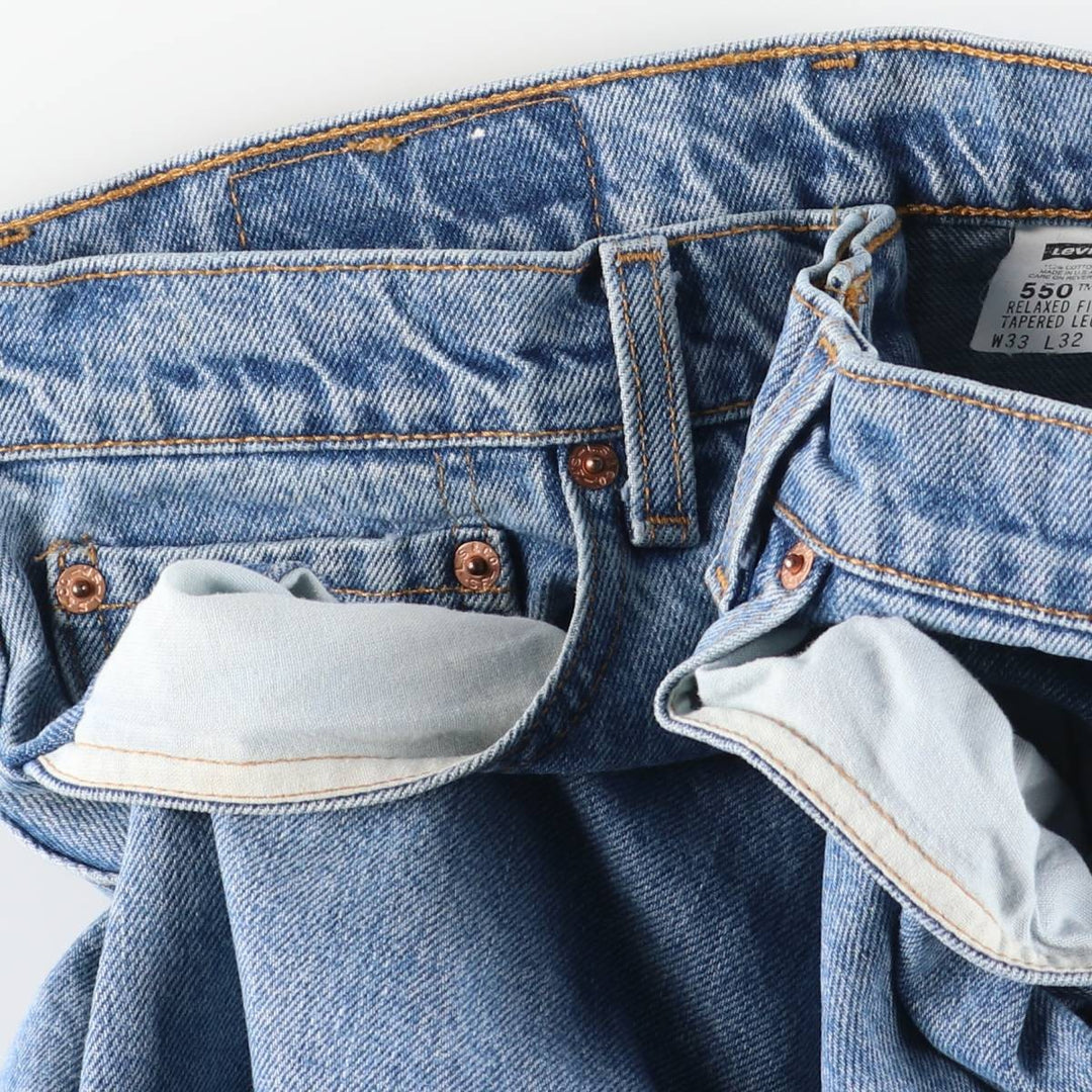 90'S Levi's 550-4891 Relaxed Fit Tapered Leg Denim Pants, Made in USA, Men's Size 32, Vintage cotton blue type Vintage Second Hand