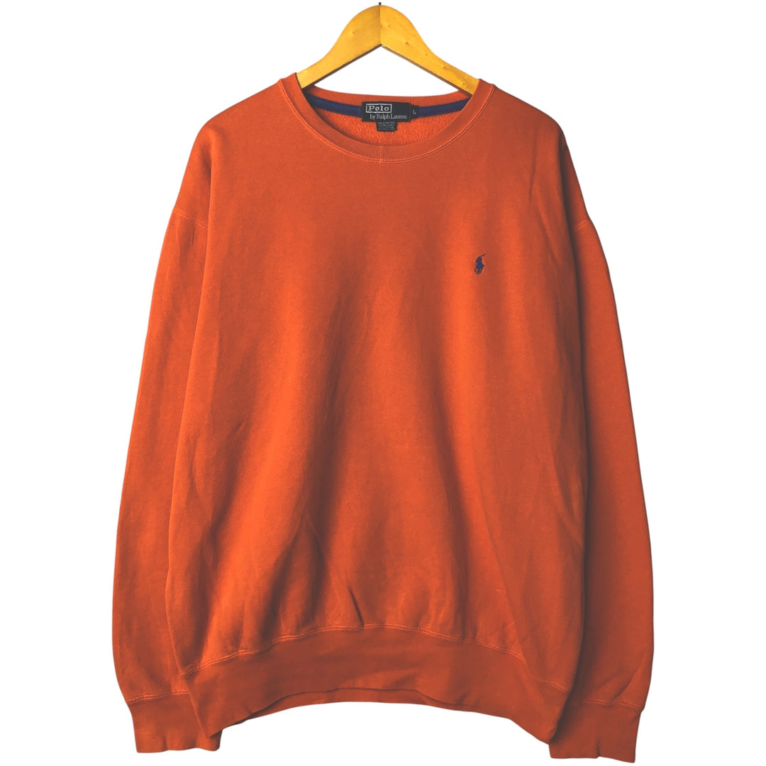 Ralph Lauren POLO by Ralph Lauren One Point Logo Sweatshirt Trainer Men's L size cotton orange type Vintage Second Hand