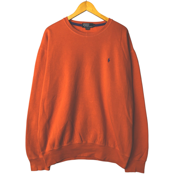 Ralph Lauren POLO by Ralph Lauren One Point Logo Sweatshirt Trainer Men's L size cotton orange type Vintage Second Hand