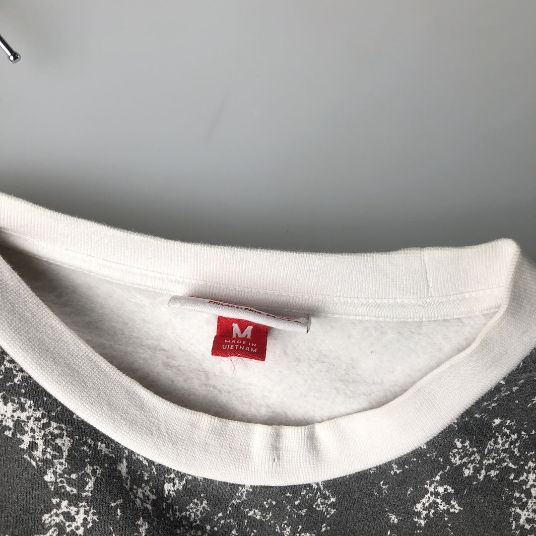 Mitchell & Ness NBA Chicago Bulls All-Over Print Sweatshirt, Men's Size Medium cotton white type Vintage Second Hand