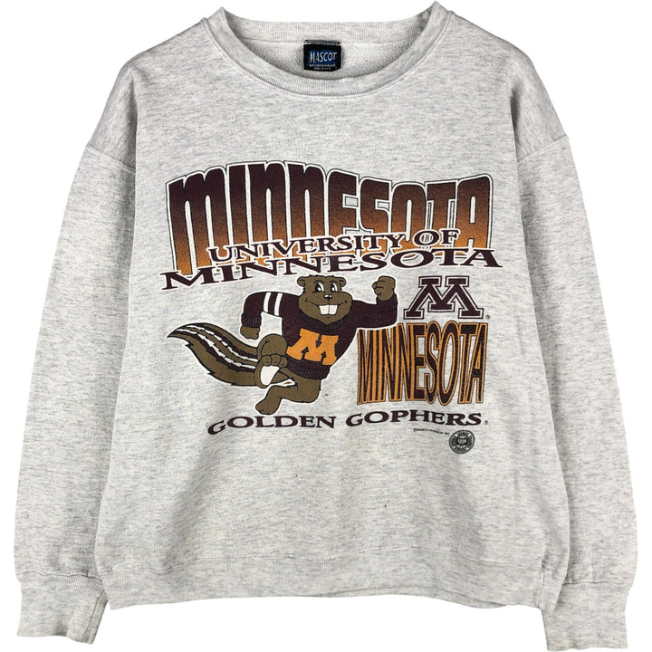 90'S MASCOT University of Minnesota College Character Sweatshirt, Made in USA, Men's Size L, Vintage polyester gray type Vintage Second Hand
