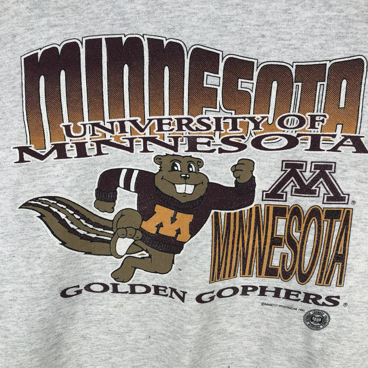 90'S MASCOT University of Minnesota College Character Sweatshirt, Made in USA, Men's Size L, Vintage polyester gray type Vintage Second Hand