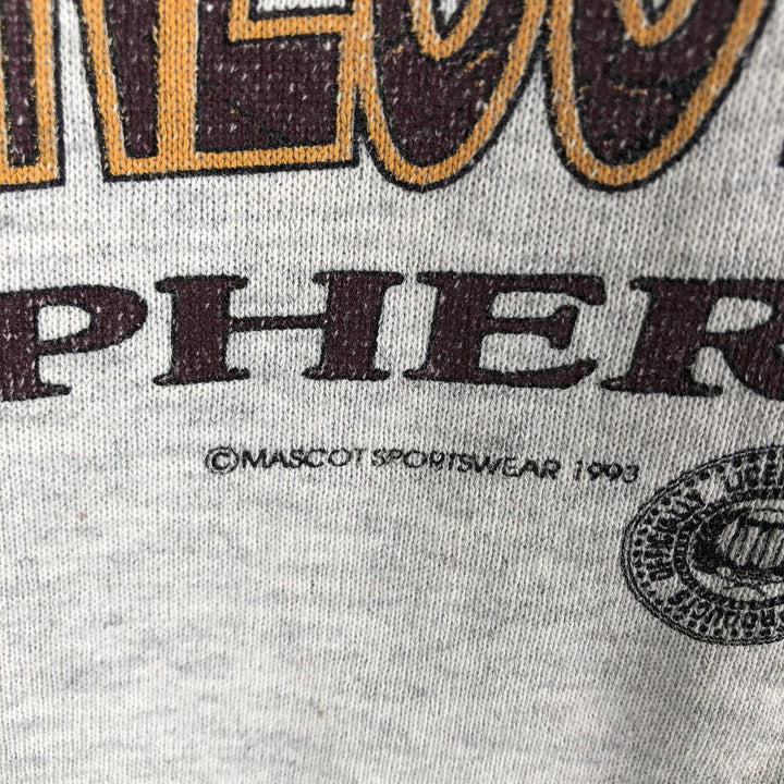 90'S MASCOT University of Minnesota College Character Sweatshirt, Made in USA, Men's Size L, Vintage polyester gray type Vintage Second Hand