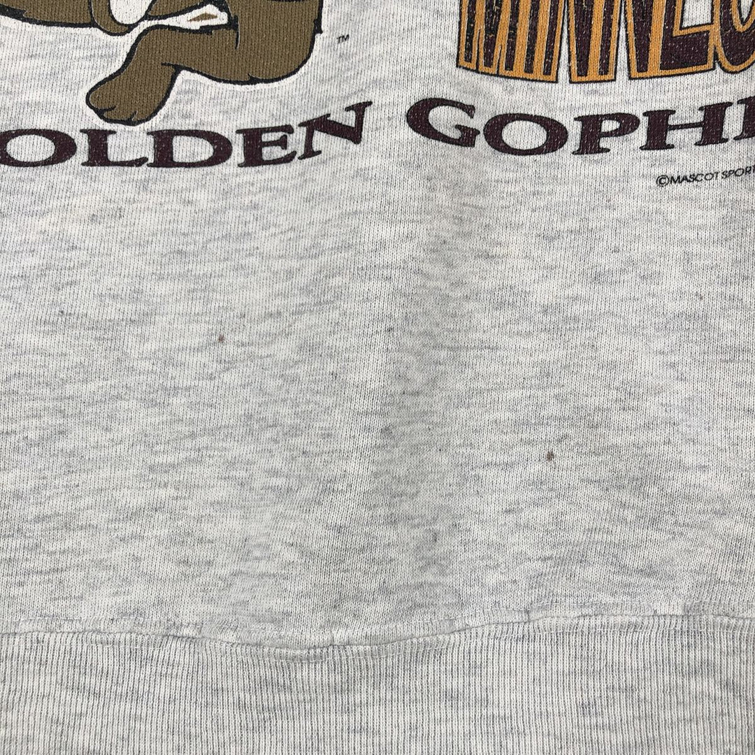 90'S MASCOT University of Minnesota College Character Sweatshirt, Made in USA, Men's Size L, Vintage polyester gray type Vintage Second Hand