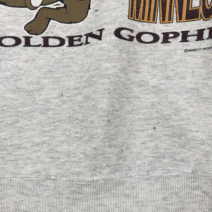 90'S MASCOT University of Minnesota College Character Sweatshirt, Made in USA, Men's Size L, Vintage polyester gray type Vintage Second Hand