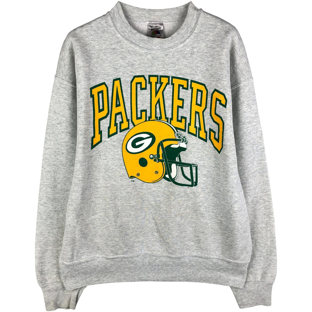 90'S Fruit of the Loom Green Bay Packers Logo Sweatshirt, Made in USA, Men's Size L, Vintage cotton gray type Vintage Second Hand
