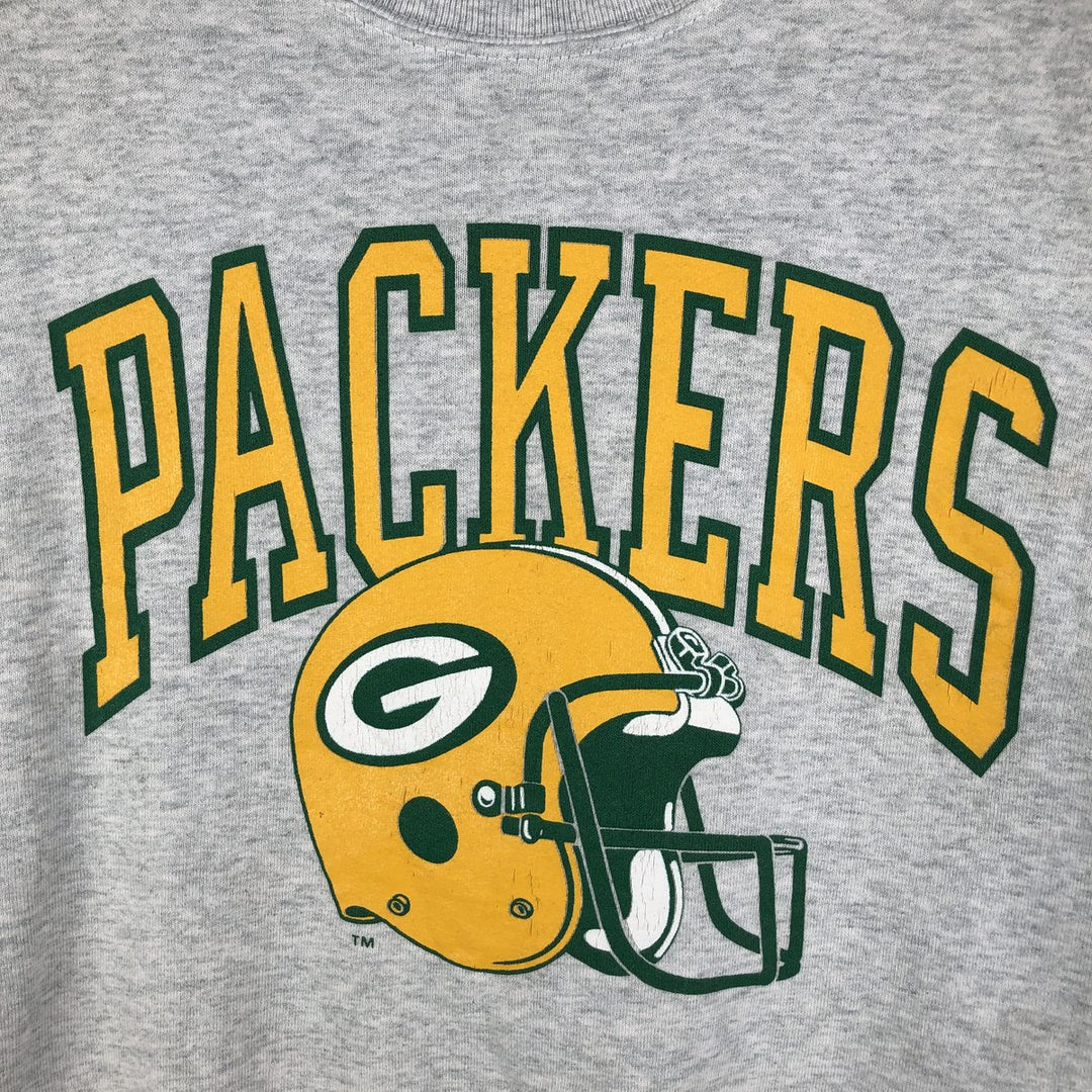 90'S Fruit of the Loom Green Bay Packers Logo Sweatshirt, Made in USA, Men's Size L, Vintage cotton gray type Vintage Second Hand