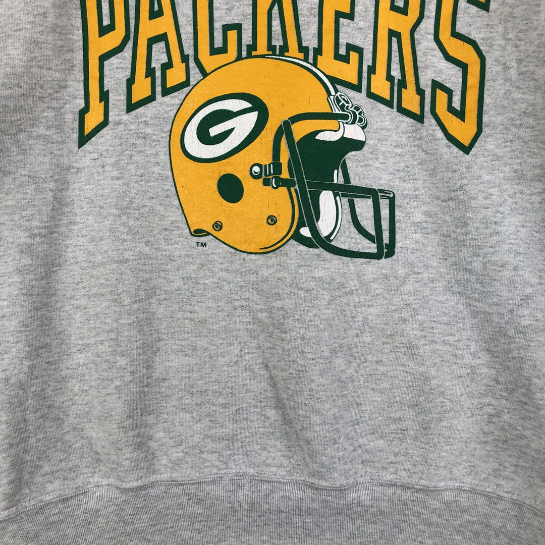 90'S Fruit of the Loom Green Bay Packers Logo Sweatshirt, Made in USA, Men's Size L, Vintage cotton gray type Vintage Second Hand