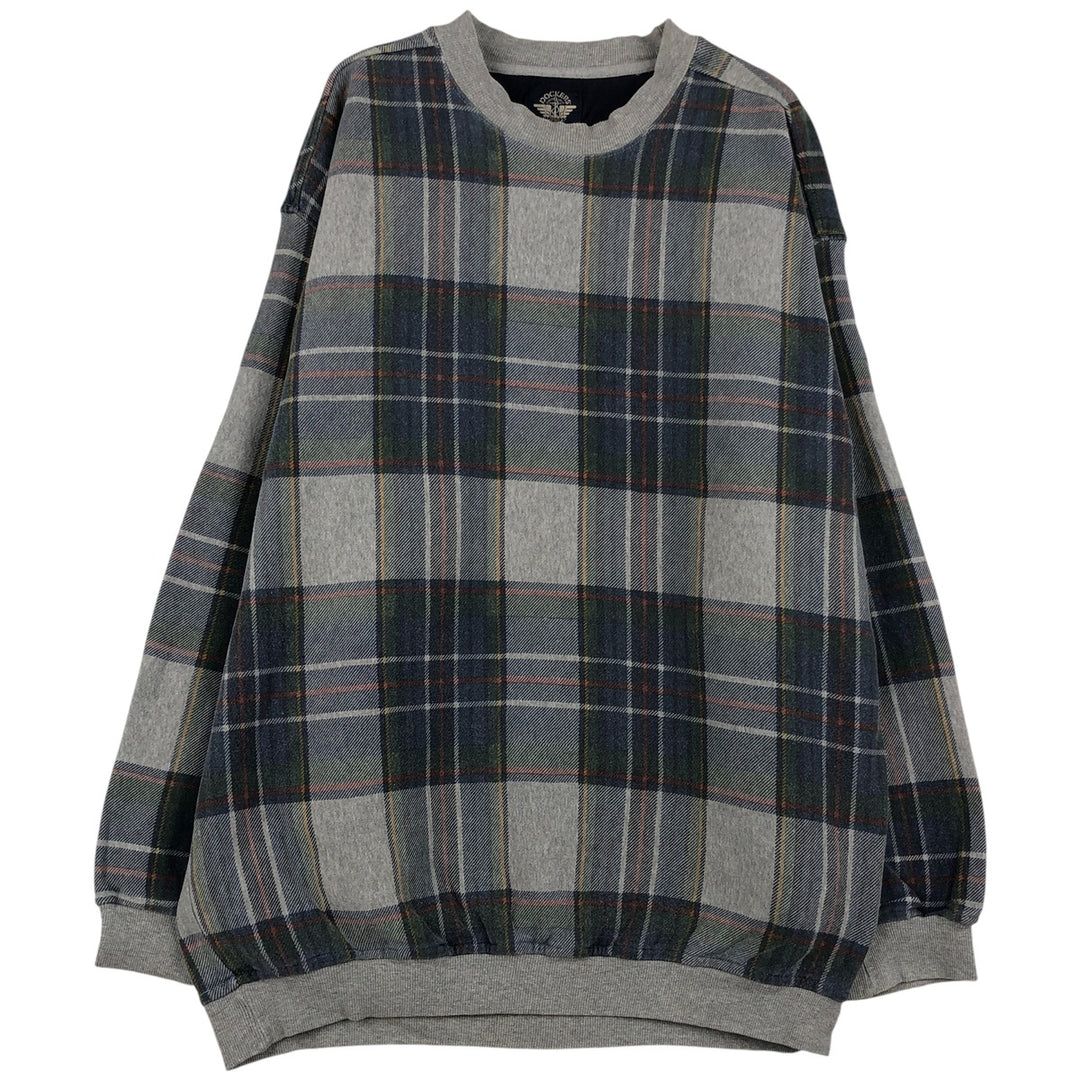 Vintage 90'S Dockers Check Pattern Sweatshirt, Men's Size L cotton gray type Vintage Second Hand