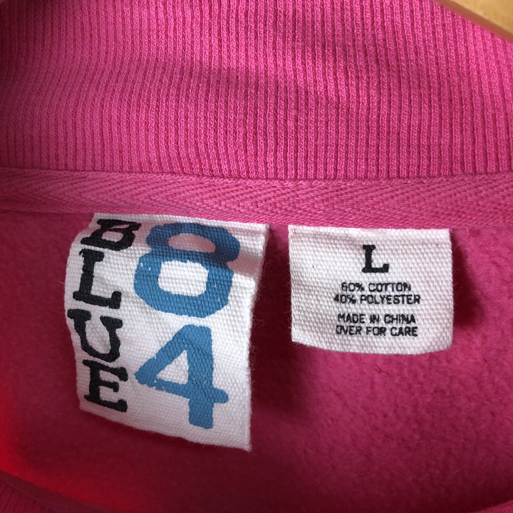 BLUE84 Fish Print Half-Zip Sweatshirt, Women's Size L cotton pink type Vintage Second Hand